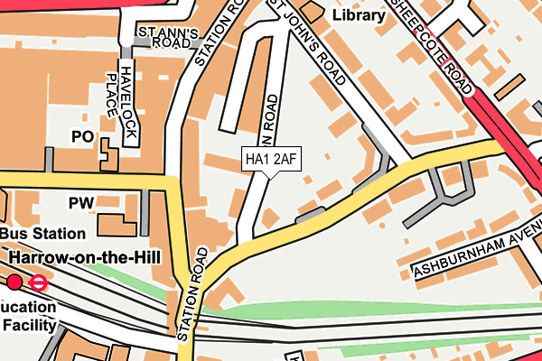 HA1 2AF map - OS OpenMap – Local (Ordnance Survey)