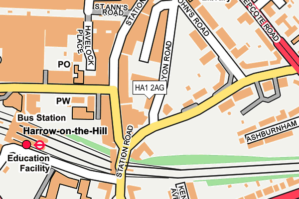 HA1 2AG map - OS OpenMap – Local (Ordnance Survey)