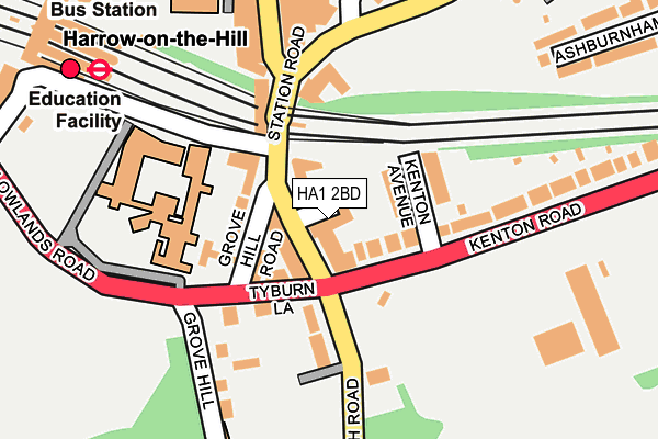 HA1 2BD map - OS OpenMap – Local (Ordnance Survey)