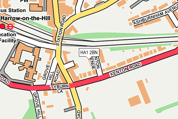 HA1 2BN map - OS OpenMap – Local (Ordnance Survey)