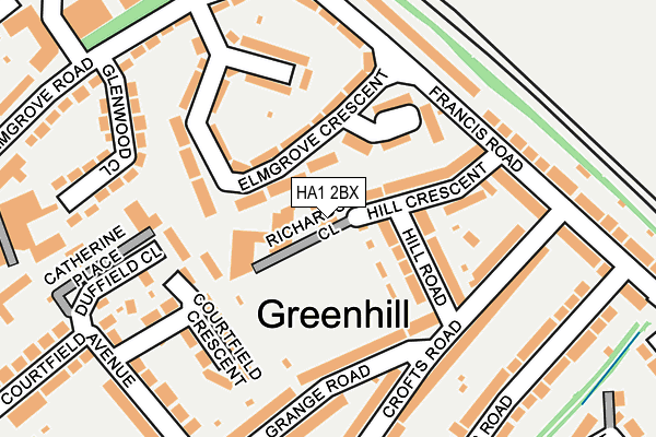HA1 2BX map - OS OpenMap – Local (Ordnance Survey)