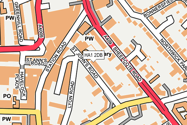 HA1 2DB map - OS OpenMap – Local (Ordnance Survey)