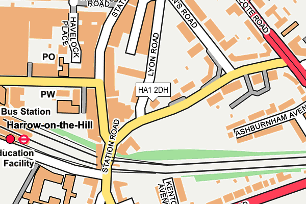 HA1 2DH map - OS OpenMap – Local (Ordnance Survey)