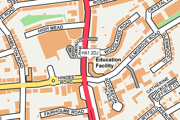 HA1 2DJ map - OS OpenMap – Local (Ordnance Survey)
