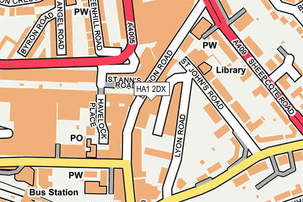 HA1 2DX map - OS OpenMap – Local (Ordnance Survey)