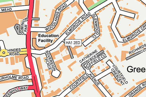 HA1 2ED map - OS OpenMap – Local (Ordnance Survey)