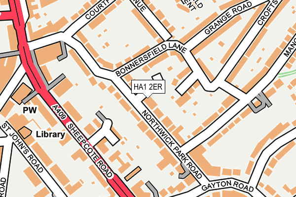 HA1 2ER map - OS OpenMap – Local (Ordnance Survey)