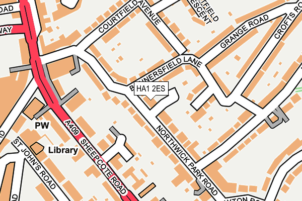 HA1 2ES map - OS OpenMap – Local (Ordnance Survey)