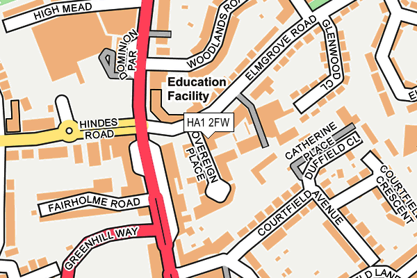 HA1 2FW map - OS OpenMap – Local (Ordnance Survey)