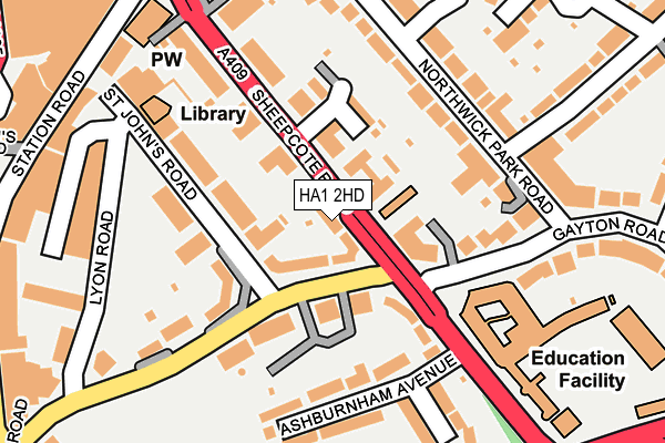 HA1 2HD map - OS OpenMap – Local (Ordnance Survey)