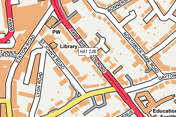 HA1 2JB map - OS OpenMap – Local (Ordnance Survey)