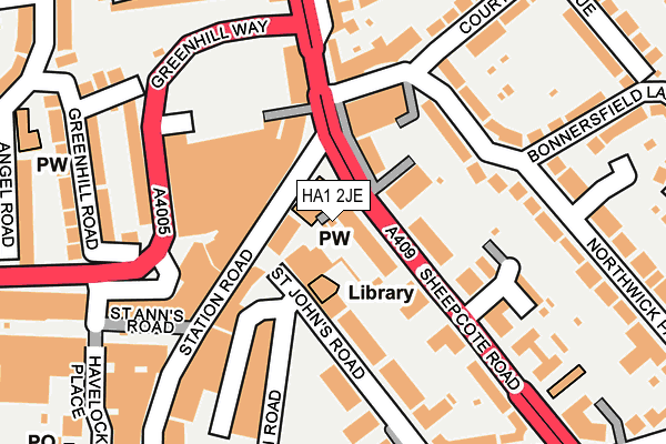 HA1 2JE map - OS OpenMap – Local (Ordnance Survey)