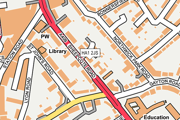 HA1 2JS map - OS OpenMap – Local (Ordnance Survey)