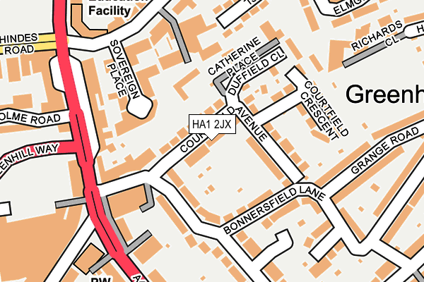 HA1 2JX map - OS OpenMap – Local (Ordnance Survey)