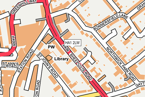 HA1 2LW map - OS OpenMap – Local (Ordnance Survey)