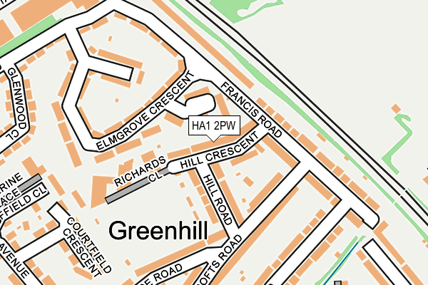 HA1 2PW map - OS OpenMap – Local (Ordnance Survey)