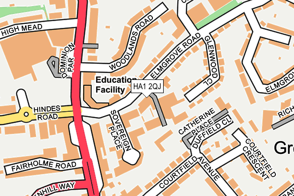 HA1 2QJ map - OS OpenMap – Local (Ordnance Survey)