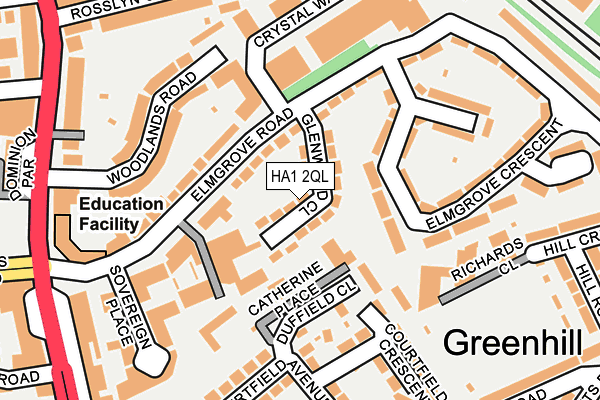 HA1 2QL map - OS OpenMap – Local (Ordnance Survey)