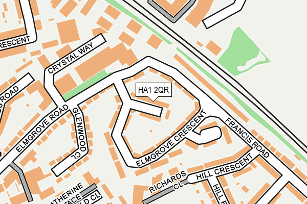 HA1 2QR map - OS OpenMap – Local (Ordnance Survey)