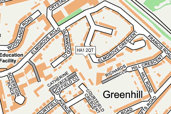 HA1 2QT map - OS OpenMap – Local (Ordnance Survey)