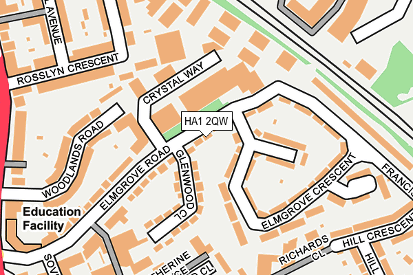 HA1 2QW map - OS OpenMap – Local (Ordnance Survey)