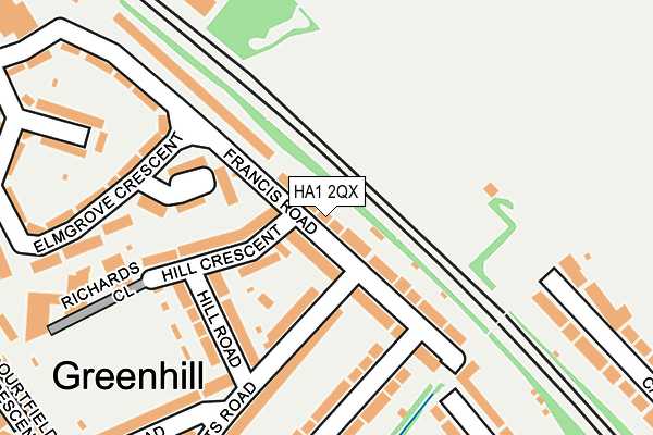HA1 2QX map - OS OpenMap – Local (Ordnance Survey)