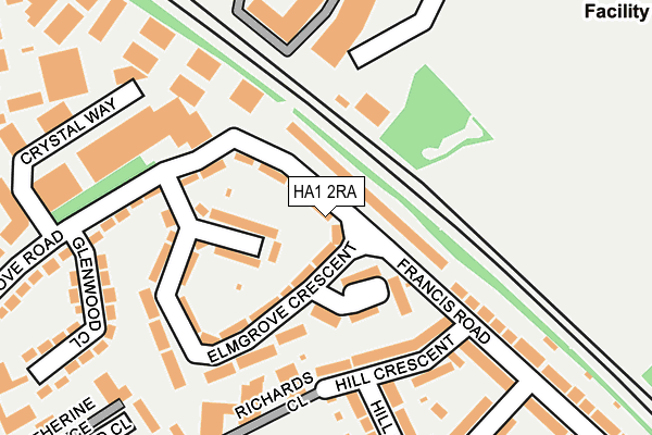 HA1 2RA map - OS OpenMap – Local (Ordnance Survey)