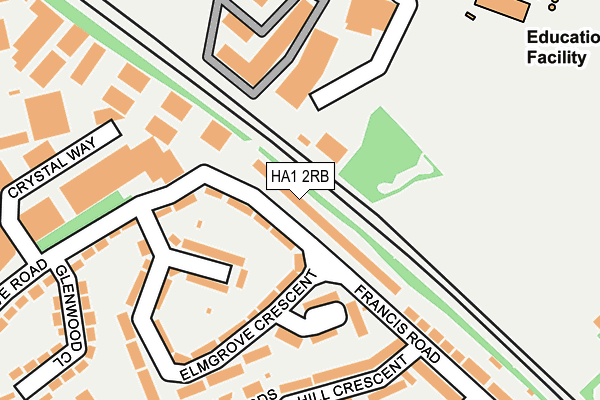 HA1 2RB map - OS OpenMap – Local (Ordnance Survey)