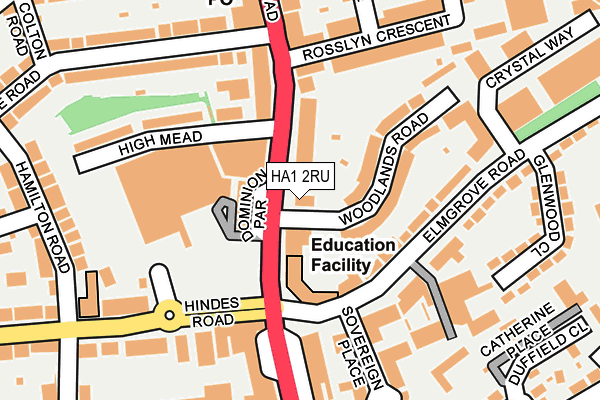 HA1 2RU map - OS OpenMap – Local (Ordnance Survey)