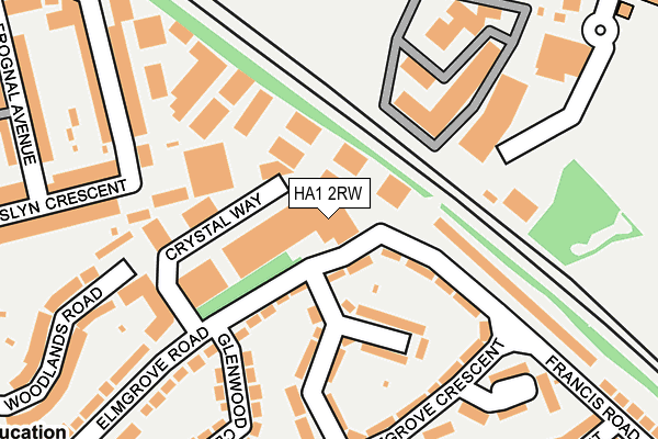 HA1 2RW map - OS OpenMap – Local (Ordnance Survey)