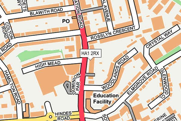 HA1 2RX map - OS OpenMap – Local (Ordnance Survey)
