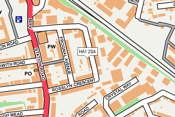HA1 2SA map - OS OpenMap – Local (Ordnance Survey)