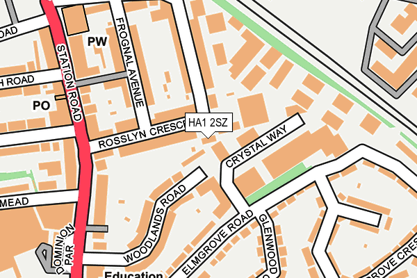 HA1 2SZ map - OS OpenMap – Local (Ordnance Survey)