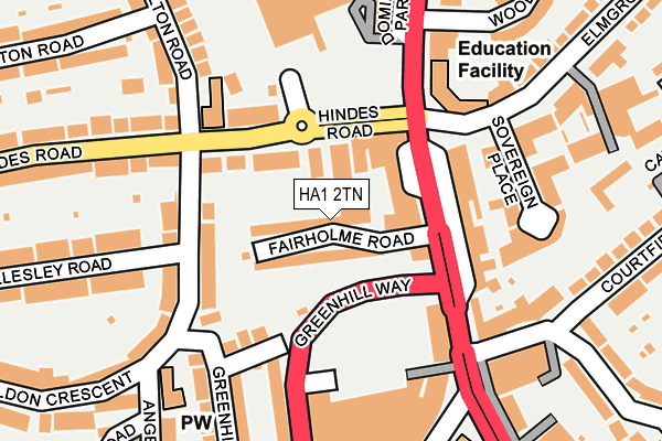 HA1 2TN map - OS OpenMap – Local (Ordnance Survey)