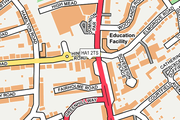 HA1 2TS map - OS OpenMap – Local (Ordnance Survey)