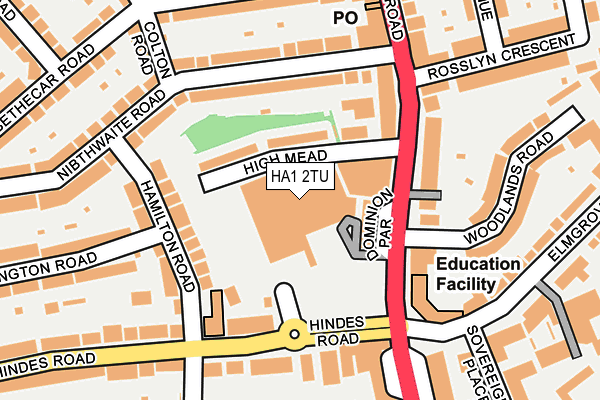 HA1 2TU map - OS OpenMap – Local (Ordnance Survey)