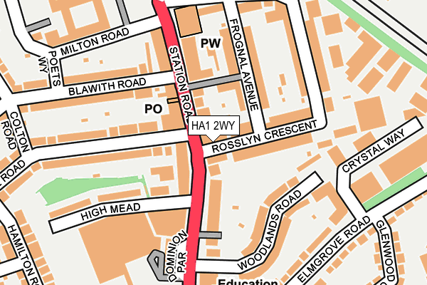 HA1 2WY map - OS OpenMap – Local (Ordnance Survey)