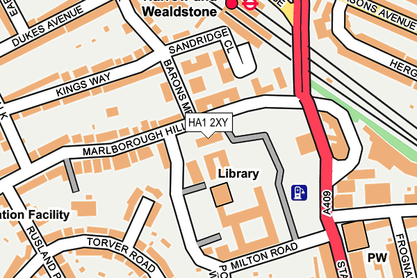 HA1 2XY map - OS OpenMap – Local (Ordnance Survey)