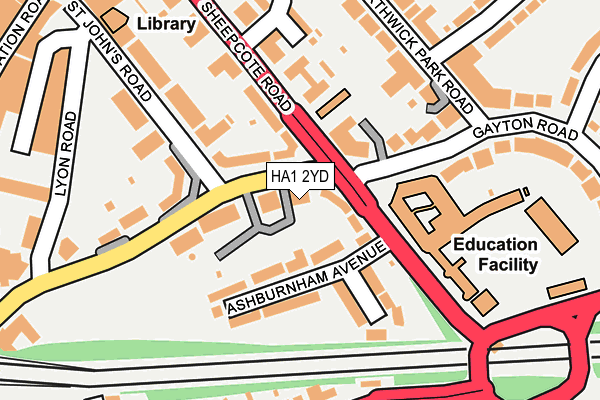 HA1 2YD map - OS OpenMap – Local (Ordnance Survey)