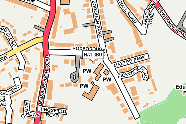 HA1 3BU map - OS OpenMap – Local (Ordnance Survey)