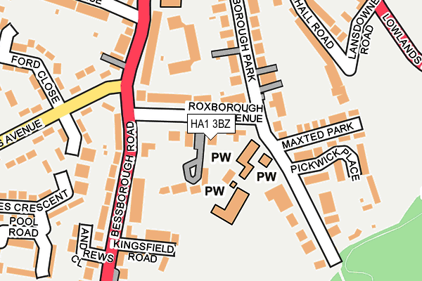 HA1 3BZ map - OS OpenMap – Local (Ordnance Survey)