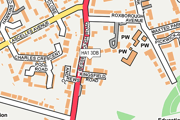 HA1 3DB map - OS OpenMap – Local (Ordnance Survey)