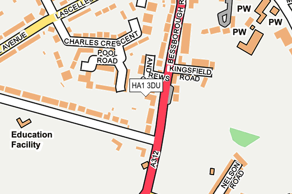 HA1 3DU map - OS OpenMap – Local (Ordnance Survey)