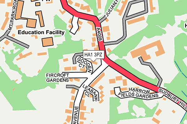 HA1 3PZ map - OS OpenMap – Local (Ordnance Survey)