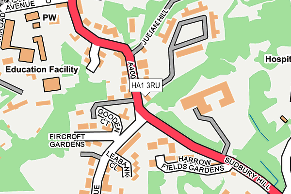 HA1 3RU map - OS OpenMap – Local (Ordnance Survey)