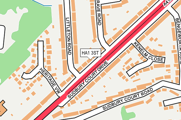 HA1 3ST map - OS OpenMap – Local (Ordnance Survey)