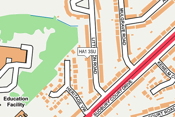 HA1 3SU map - OS OpenMap – Local (Ordnance Survey)