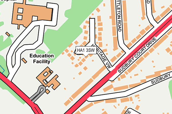 HA1 3SW map - OS OpenMap – Local (Ordnance Survey)