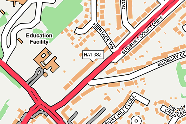HA1 3SZ map - OS OpenMap – Local (Ordnance Survey)