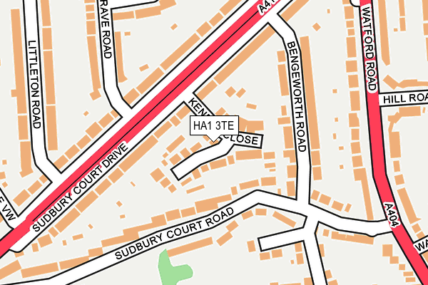 HA1 3TE map - OS OpenMap – Local (Ordnance Survey)